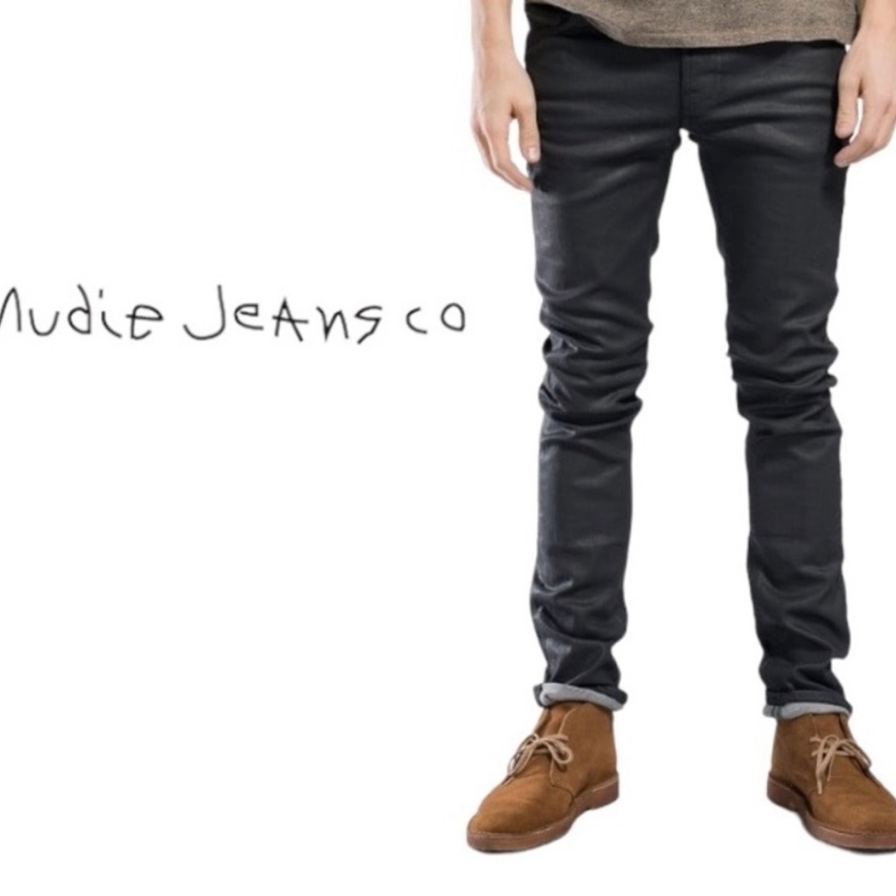 Italy Made Nudie Jeans, Black Thin Fit